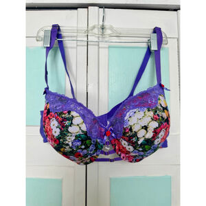 42C lace purple floral push up bra Cacique Lane Bryant